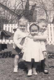 Linda, Tootsie, and Mike in Granny's front yard